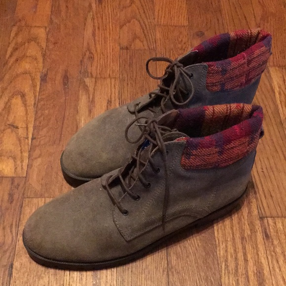 Lace up ankle boots with plaid trim Boho Shoes - Picture 5 of 10